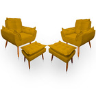 Kit 02 Poltronas Opala E 02 Puff Retangular Decorativos - W D