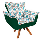 Kit 02 Poltronas Opala Giratória Suede Verde Com D33 Base Mad