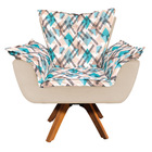 Kit 02 Poltronas Opala Girat?ria Suede Bege Com D33 Base Made