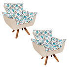 Kit 02 Poltronas Opala Girat?ria Suede Bege Com D33 Base Made