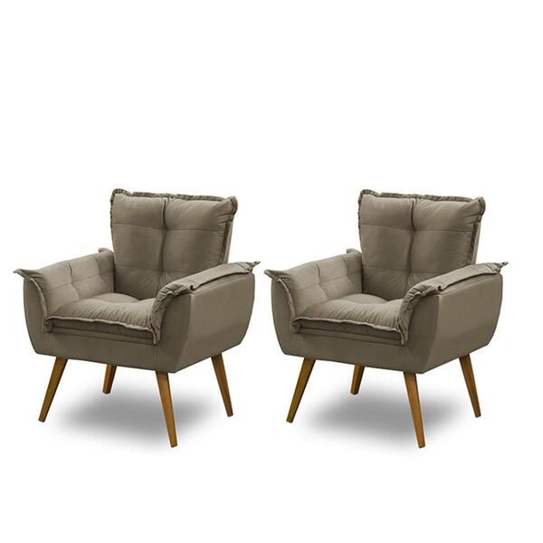 Kit 02 Poltronas Opala Luxo Capuccino  Adonai Estofados