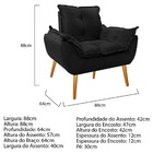 Kit 02 Poltronas Opala Palito Mel Suede Preto - Amarena Móveis