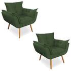 Kit 02 Poltronas Opala Pés Palito Decoração Recepção Suede Ve
