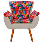 Kit 02 Poltronas Opala Romero Britto D15 E Suede Bege Pés Pal