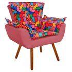 Kit 02 Poltronas Opala Romero Britto D15 E Suede Rose Pés Pal