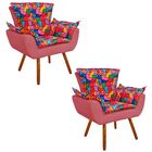 Kit 02 Poltronas Opala Romero Britto D15 E Suede Rose Pés Pal