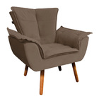 Kit 02 Poltronas Opala Veludo Marrom Pés Palito Castanho D03