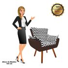 Kit 02 Poltronas Opala Zig Zag Preto D80 E Suede Marrom Pés P