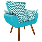 Kit 02 Poltronas Opala Zig Zag Verde Turquesa D78 E Suede Azu
