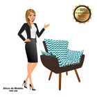 Kit 02 Poltronas Opala Zig Zag Verde Turquesa D78 E Suede Mar