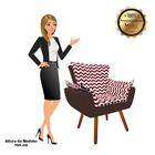 Kit 02 Poltronas Opala Zig Zag Vermelho D79 E Suede Marrom Pé