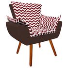 Kit 02 Poltronas Opala Zig Zag Vermelho D79 E Suede Marrom Pé