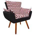 Kit 02 Poltronas Opala Zig Zag Vermelho D79 E Suede Preto P?s