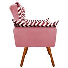 Kit 02 Poltronas Opala Zig Zag Vermelho D79 E Suede Rose Pés