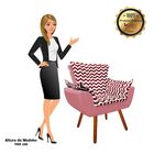 Kit 02 Poltronas Opala Zig Zag Vermelho D79 E Suede Rose Pés