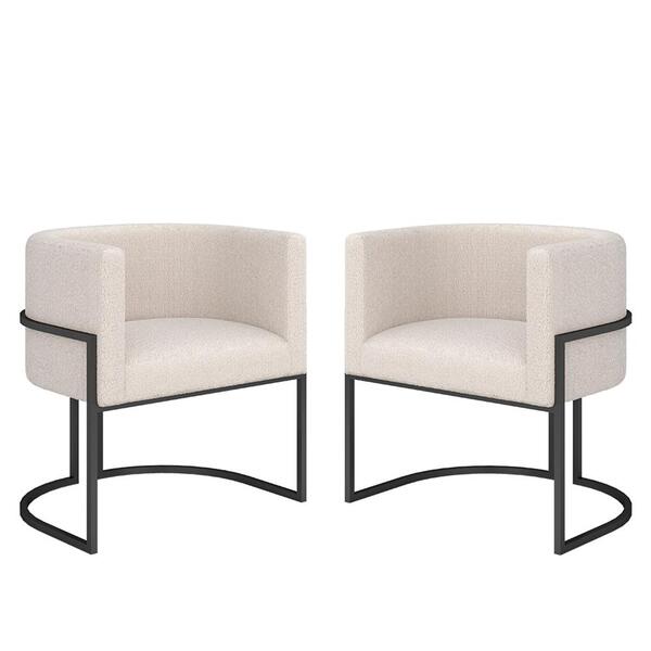 Kit 02 Poltronas Oregon Preto/bouclé Off White - M. Arapongas