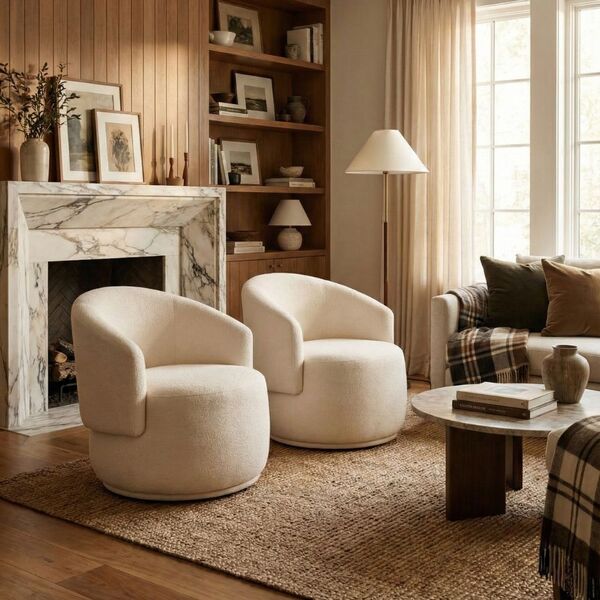 Kit 02 Poltronas Orgânica Decorativa Beatriz Boucle Bege - Mo