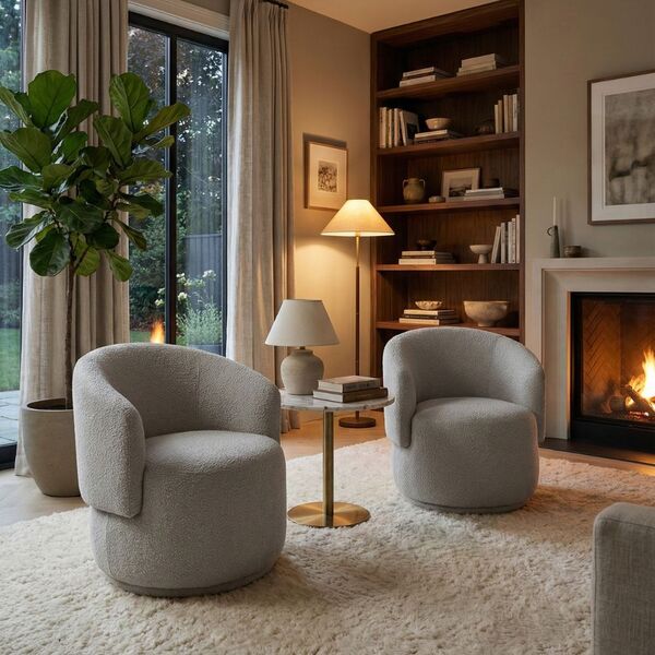 Kit 02 Poltronas Orgânica Decorativa Beatriz Boucle Cinza Cla