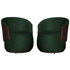 Kit 02 Poltronas Orgânica Decorativa Beatriz Veludo Verde/pu