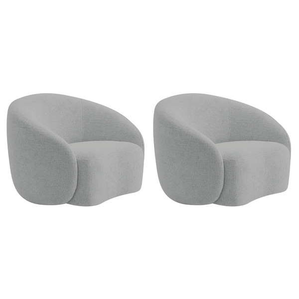 Kit 02 Poltronas Orgânica Luxo Recepção Amore Bouclé - Cinza