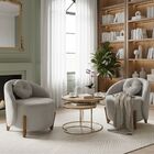 Kit 02 Poltronas Orgânicas Curvas Amsterdã Boucle Cinza Claro