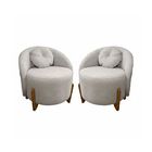 Kit 02 Poltronas Orgânicas Curvas Amsterdã Boucle Cinza Claro