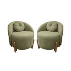 Kit 02 Poltronas Orgânicas Curvas Amsterdã Boucle Verde Oliva