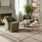 Kit 02 Poltronas Orgânicas Curvas Amsterdã Boucle Verde Oliva