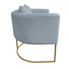 Kit 02 Poltronas Paola Linho Base Metálica Dourado D03 - D'ro