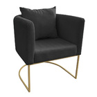 Kit 02 Poltronas Paola Linho Base Metálica Dourado D03 - D'ro