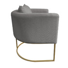 Kit 02 Poltronas Paola Linho Base Metálica Dourado D03 - D'ro