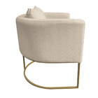 Kit 02 Poltronas Paola Linho Base Metálica Dourado D03 - D'ro