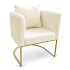 Kit 02 Poltronas Paola Linho Base Metálica Dourado - D'rossi