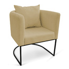 Kit 02 Poltronas Paola Linho Base Metálica Preto D03 - D'ross