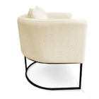 Kit 02 Poltronas Paola Linho Palha A32 Base Metálica Preto -