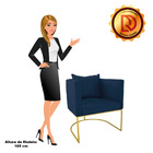 Kit 02 Poltronas Paola Suede Base Metálica Dourado D03 - D'ro