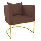 Kit 02 Poltronas Paola Suede Base Metálica Dourado D03 - D'ro