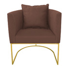 Kit 02 Poltronas Paola Suede Base Metálica Dourado D03 - D'ro