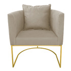 Kit 02 Poltronas Paola Suede Base Metálica Dourado D03 - D'ro