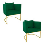 Kit 02 Poltronas Paola Suede Base Metálica Dourado D03 - D'ro
