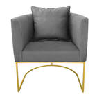 Kit 02 Poltronas Paola Suede Base Metálica Dourado D03 - D'ro