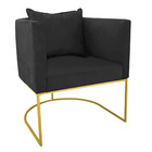 Kit 02 Poltronas Paola Suede Base Metálica Dourado D03 - D'ro