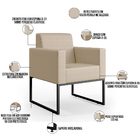 Kit 02 Poltronas Para Sala De Estar Base Fixa De Metal Helô L