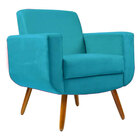 Kit 02 Poltronas Para Sala De Estar Cristal Pés Madeira Suede