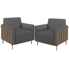 Kit 02 Poltronas Para Sala De Estar Decorativa Base Fixa Agne