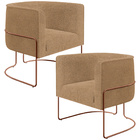 Kit 02 Poltronas Para Sala De Estar Decorativa Fixa Base Aço