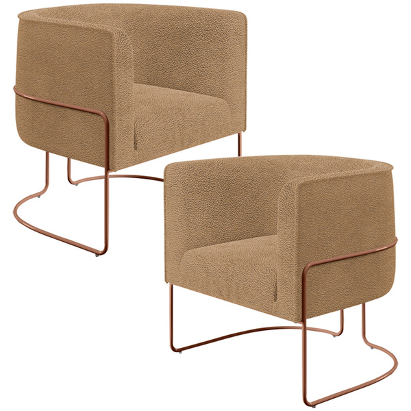 Kit 02 Poltronas Para Sala De Estar Decorativa Fixa Base Aço