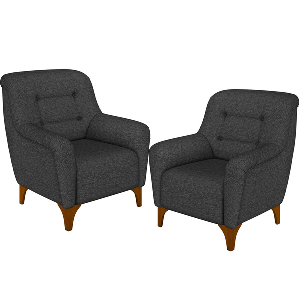 Kit 02 Poltronas Para Sala De Estar Decorativas Base Fixa Pil