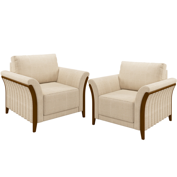 Kit 02 Poltronas Para Sala De Estar Decorativas Base Fixa Ste