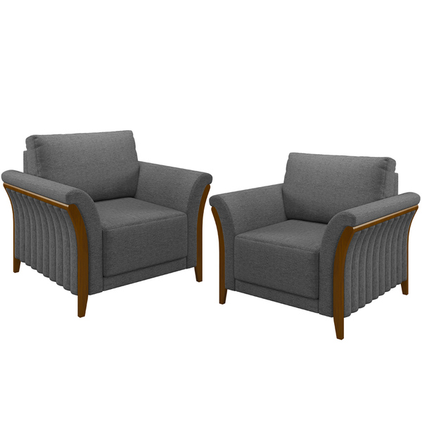 Kit 02 Poltronas Para Sala De Estar Decorativas Base Fixa Ste